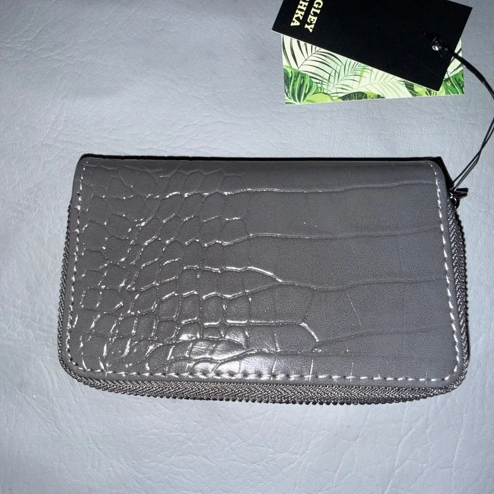 Badgley‎ Mischka Quilted Studded Mini Backpack and Croc Wallet Set Pink Grey NEW